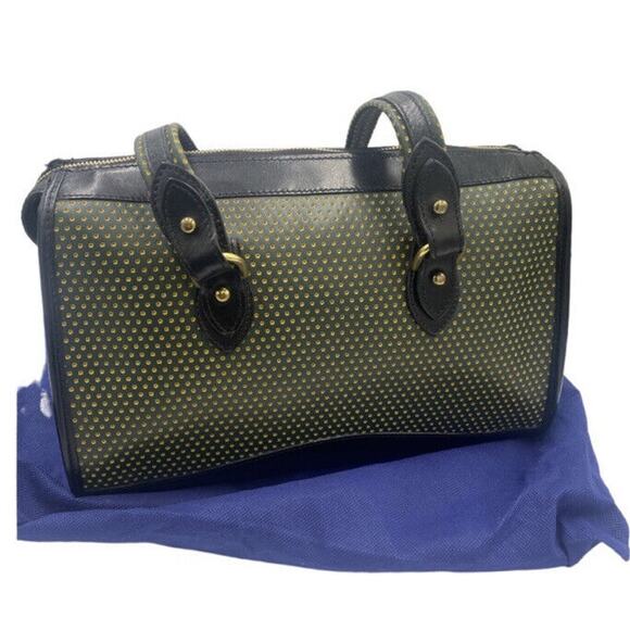 Dooney & Bourke Rare Vintage Cabrio Leather Bucket Bag Navy Blue Yellow‎ HTF - Picture 8 of 12